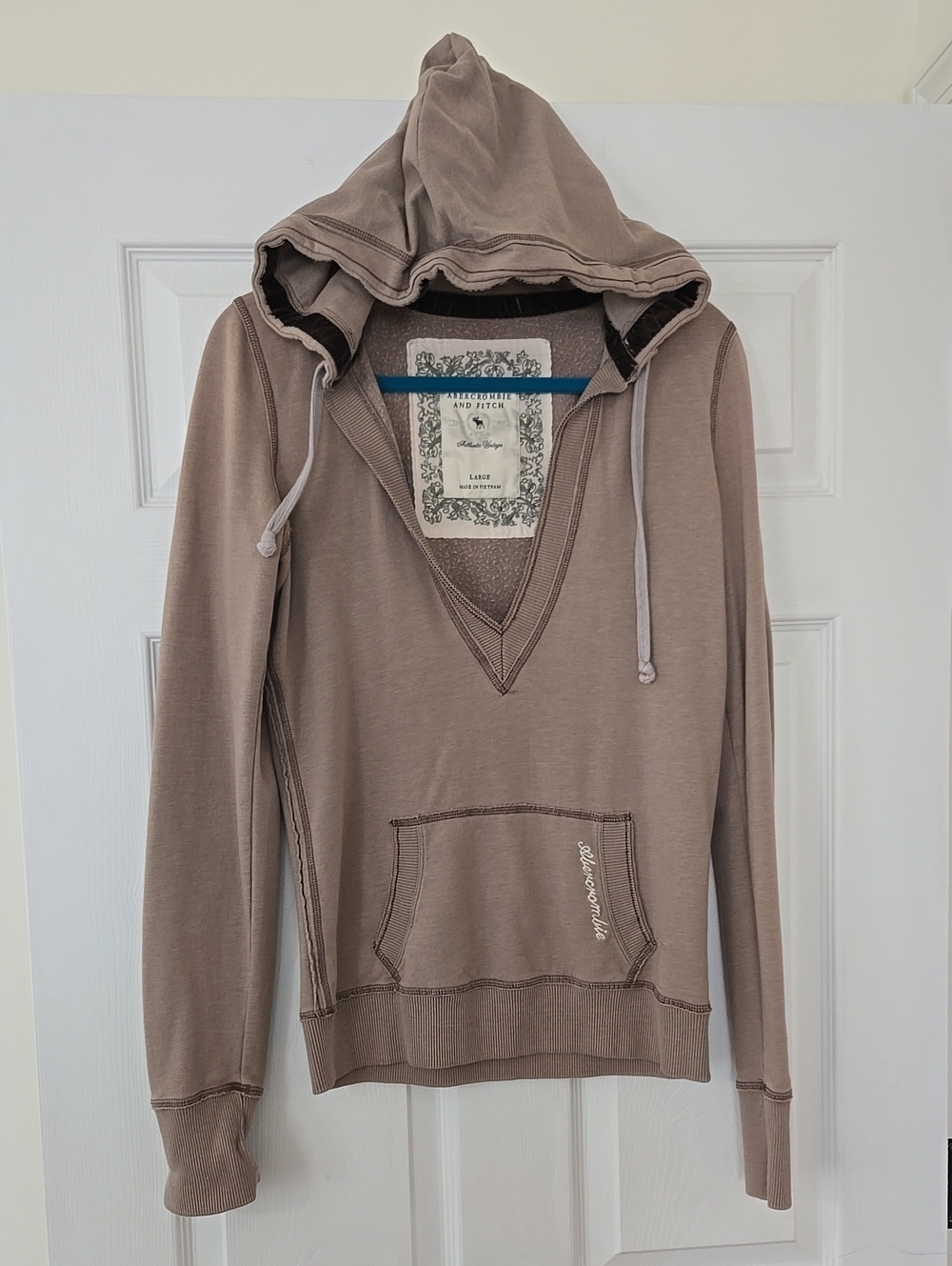 Abercrombie & Fitch Taupe V-Neck Hoodie